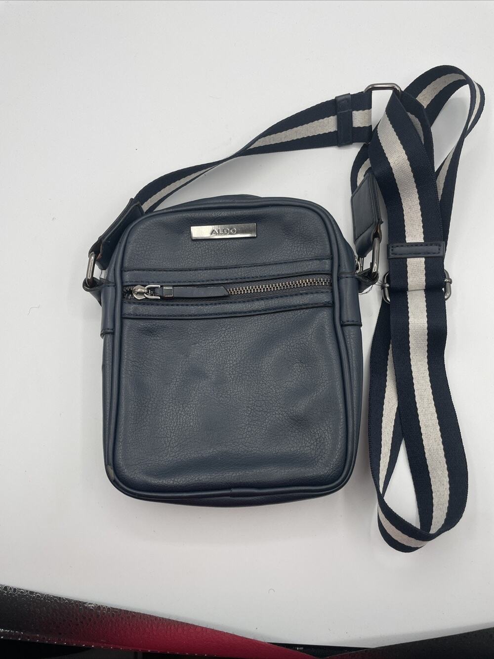Aldo Mini Crossbody Phone Bag Blue Faux Leather Small Zip Shoulder Purse